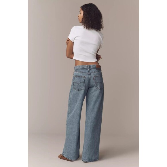 Levis Premium Womens XL Straight Denim Jeans Blue Mid Rise Baggy Loose Wide - Picture 2 of 16